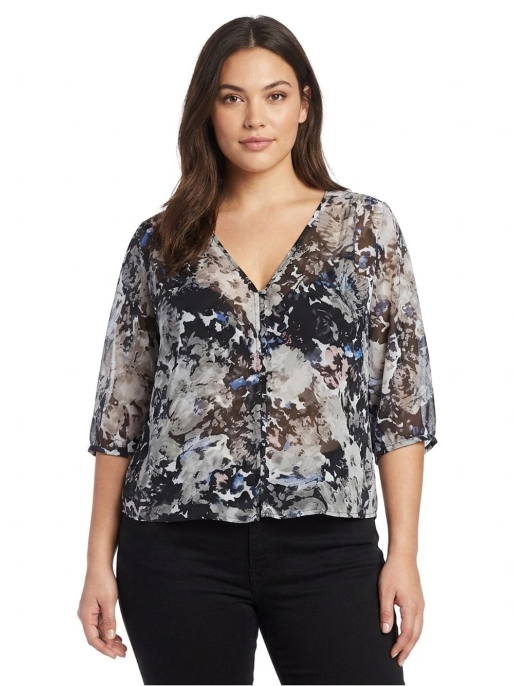 Passport Sheer Floral Print Women's Top Medium